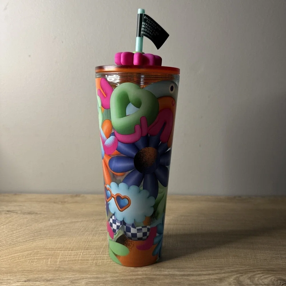 Starbucks Tumbler‎ Summer 2025 Cold Cup Multicolor Pink Flower Limited Release